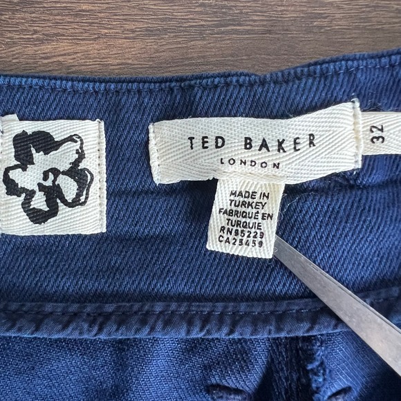 Ted Baker London Danikii High Waisted Denim Shorts Navy Blue Tie Waist Size 32 - Picture 6 of 16